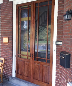 Model 3670-H Double Wood Screen Doors, in Mahogany Wood, Stained #233. Craftsman Bungalow Wood Screen Door.