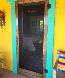 Model 3600 Wood Screen Door in Oak Wood, Stained #2716. Traditional Full View Wood Screen Door.