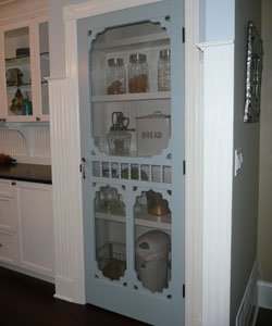 Model #444 Wood Screen Door used as a Pantry Door.