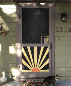 Custom Wood Screen Door Sunburst with Rays