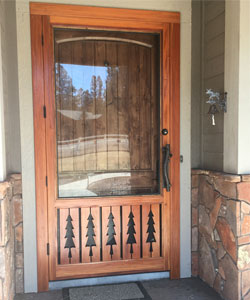 Model 36B1 Cabin Wood Screen Door in Mahogany Wood.