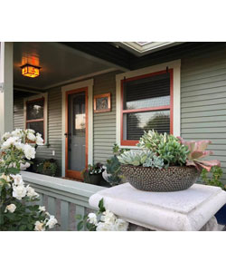 Craftsman Bungalow House Mahogany Wood Screen Door and Matching Wood Window Screens