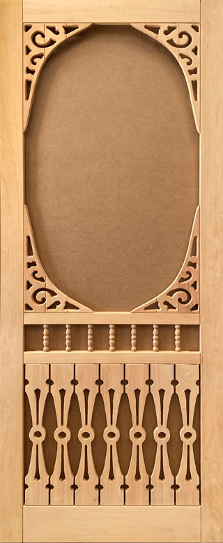 Victorian Cottage Mahogany Wood Screen Door 
